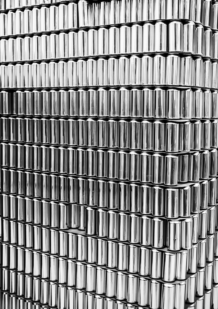 Artistic composition with cans
