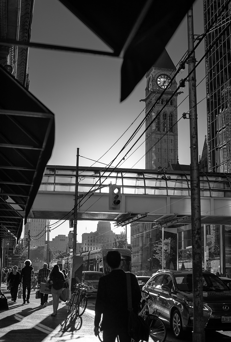 City stroll candid moment