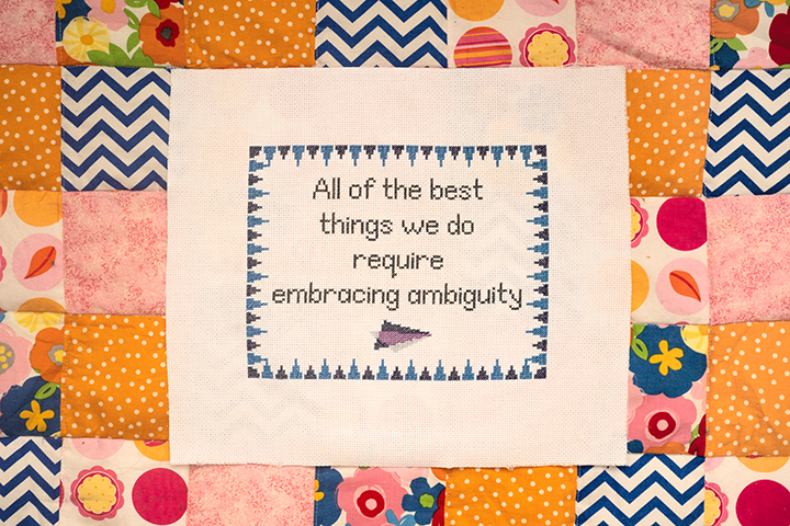 Cross-stitch design: Embrace Ambiguity