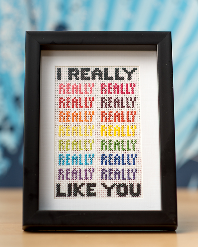 Cross-stitch design: I Really Like You
