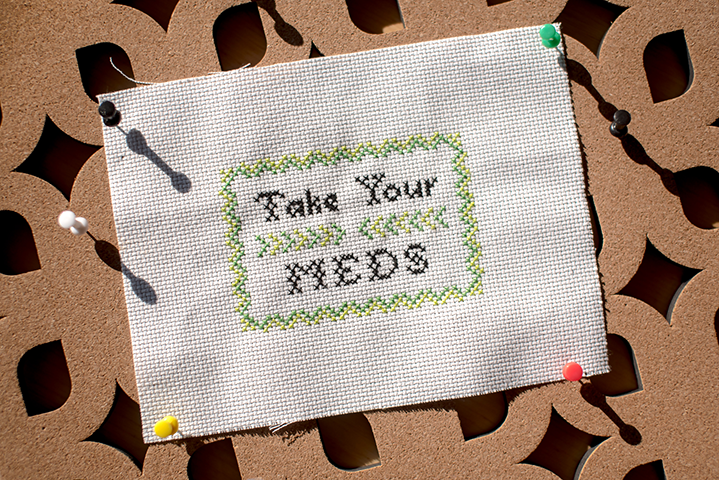 Cross-stitch design: Take Yo Meds