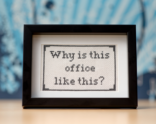 Cross-stitch design: Why Office